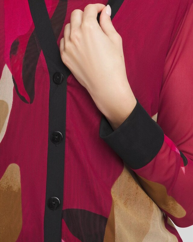 Abstract Print Mesh Cardigan - image 4